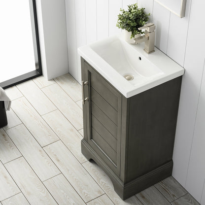 Vannes 20&quot; Single Sink Bathroom Vanity in Silver Grey / White / Vintage Green - HomeBeyond