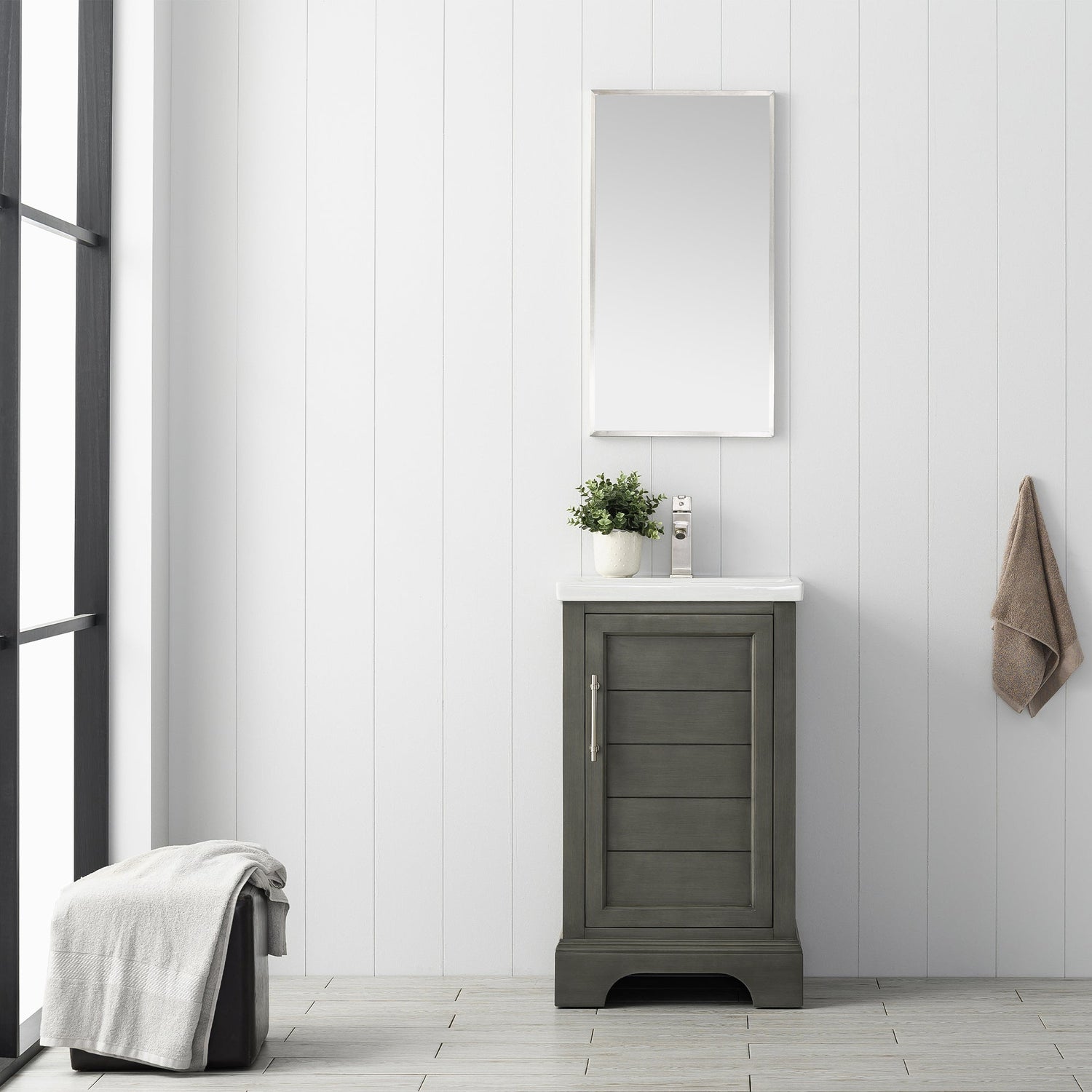 Vannes 20&quot; Single Sink Bathroom Vanity in Silver Grey / White / Vintage Green - HomeBeyond