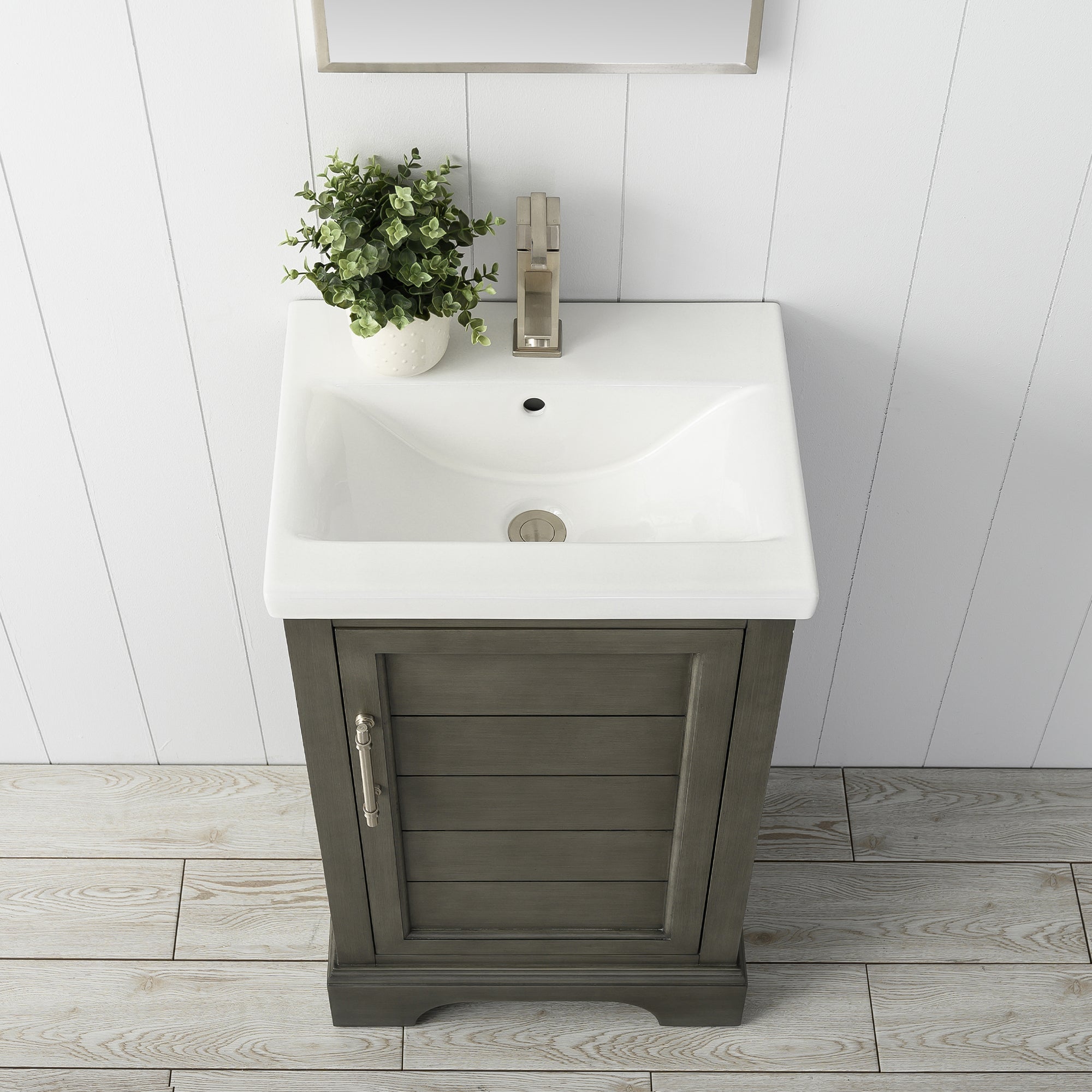 Vannes 20&quot; Single Sink Bathroom Vanity in Silver Grey / White / Vintage Green - HomeBeyond