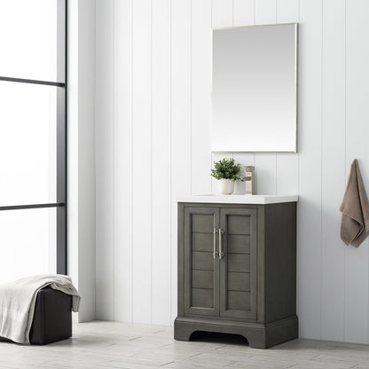 Vannes 24&quot; Single Sink Bathroom Vanity in Silver Grey / White / Vintage Green - HomeBeyond