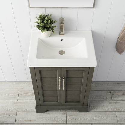 Vannes 24&quot; Single Sink Bathroom Vanity in Silver Grey / White / Vintage Green - HomeBeyond