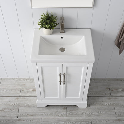 Vannes 24&quot; Single Sink Bathroom Vanity in Silver Grey / White / Vintage Green - HomeBeyond