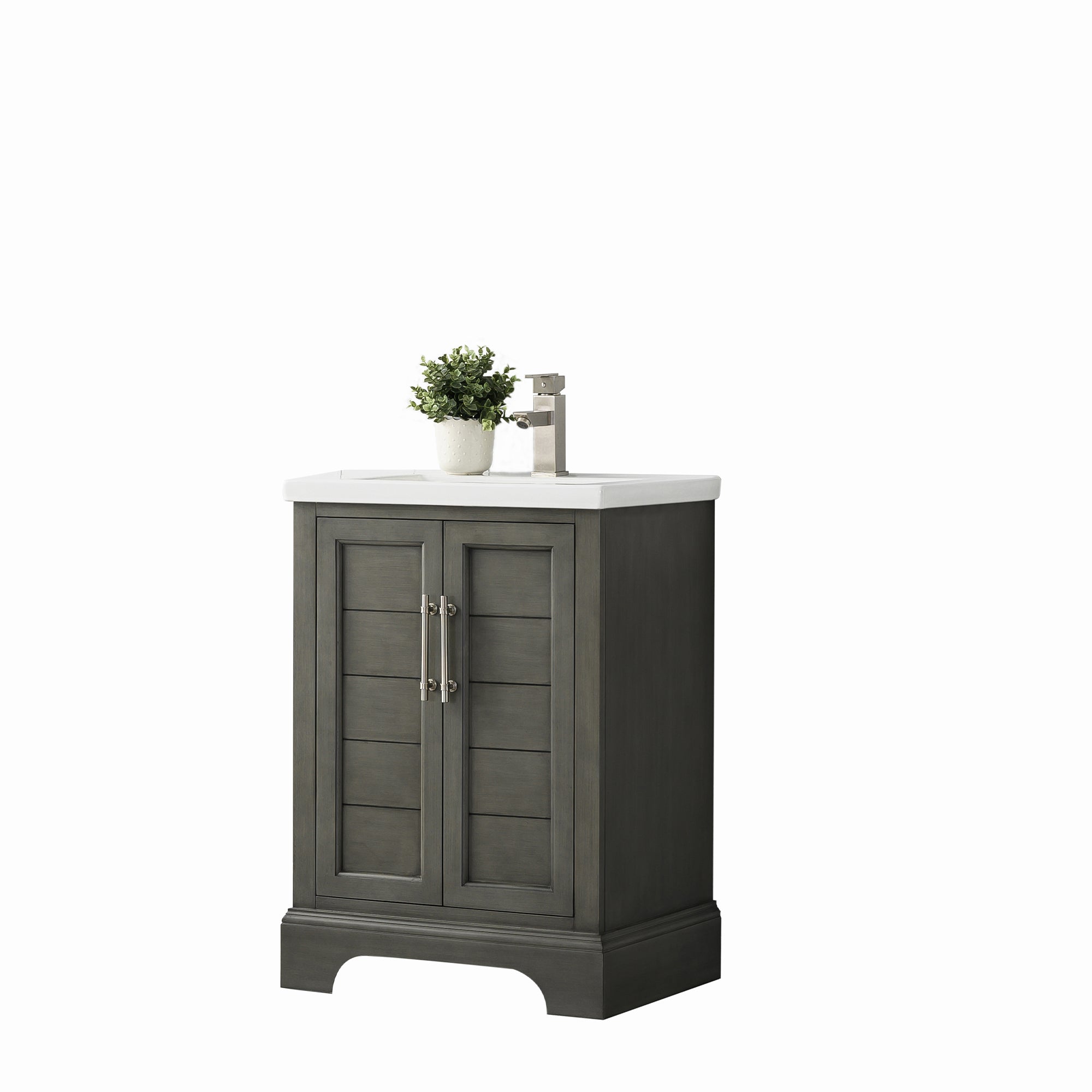 Vannes 24&quot; Single Sink Bathroom Vanity in Silver Grey / White / Vintage Green - HomeBeyond