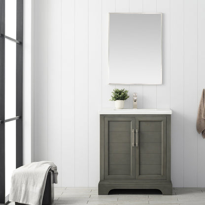 Vannes 30&quot; Single Sink Bathroom Vanity in Silver Grey / White / Vintage Green - HomeBeyond