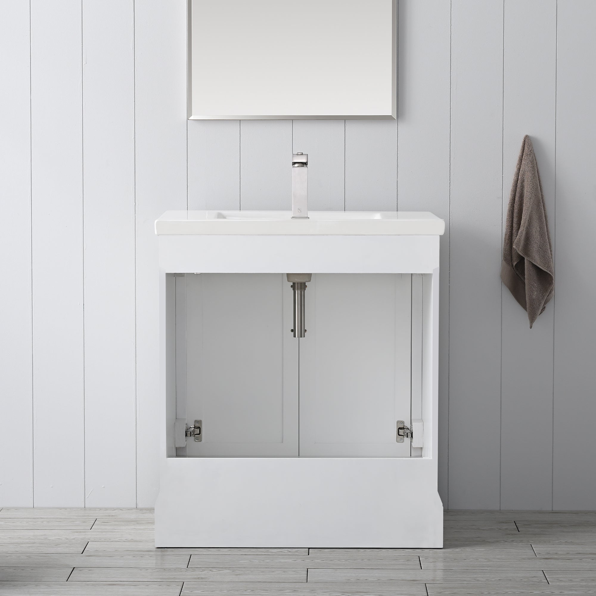 Vannes 30&quot; Single Sink Bathroom Vanity in Silver Grey / White / Vintage Green - HomeBeyond