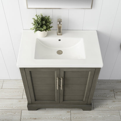 Vannes 30&quot; Single Sink Bathroom Vanity in Silver Grey / White / Vintage Green - HomeBeyond