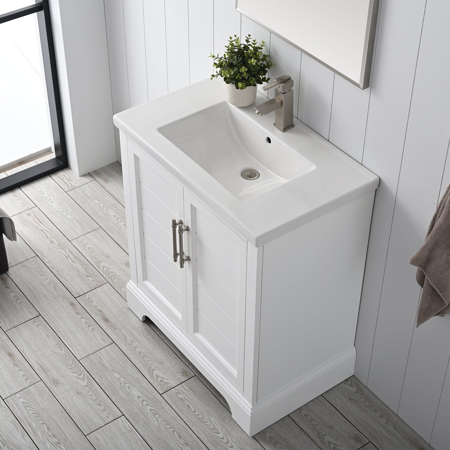 Vannes 30&quot; Single Sink Bathroom Vanity in Silver Grey / White / Vintage Green - HomeBeyond