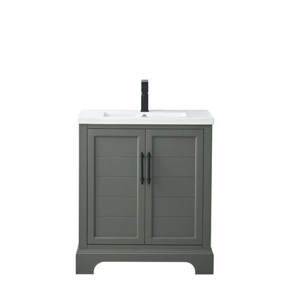 Vannes 30&quot; Single Sink Bathroom Vanity in Silver Grey / White / Vintage Green - HomeBeyond