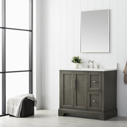 Vannes 36&quot; Single Sink Bathroom Vanity in Silver Grey / White / Vintage Green - HomeBeyond