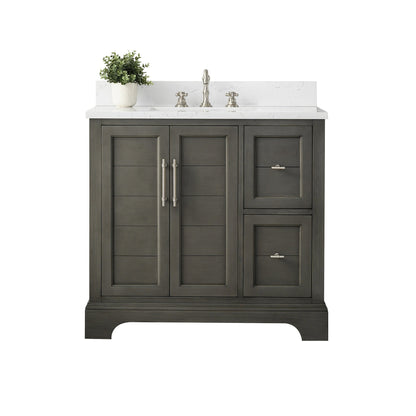 Vannes 36&quot; Single Sink Bathroom Vanity in Silver Grey / White / Vintage Green - HomeBeyond