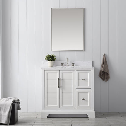 Vannes 36&quot; Single Sink Bathroom Vanity in Silver Grey / White / Vintage Green - HomeBeyond