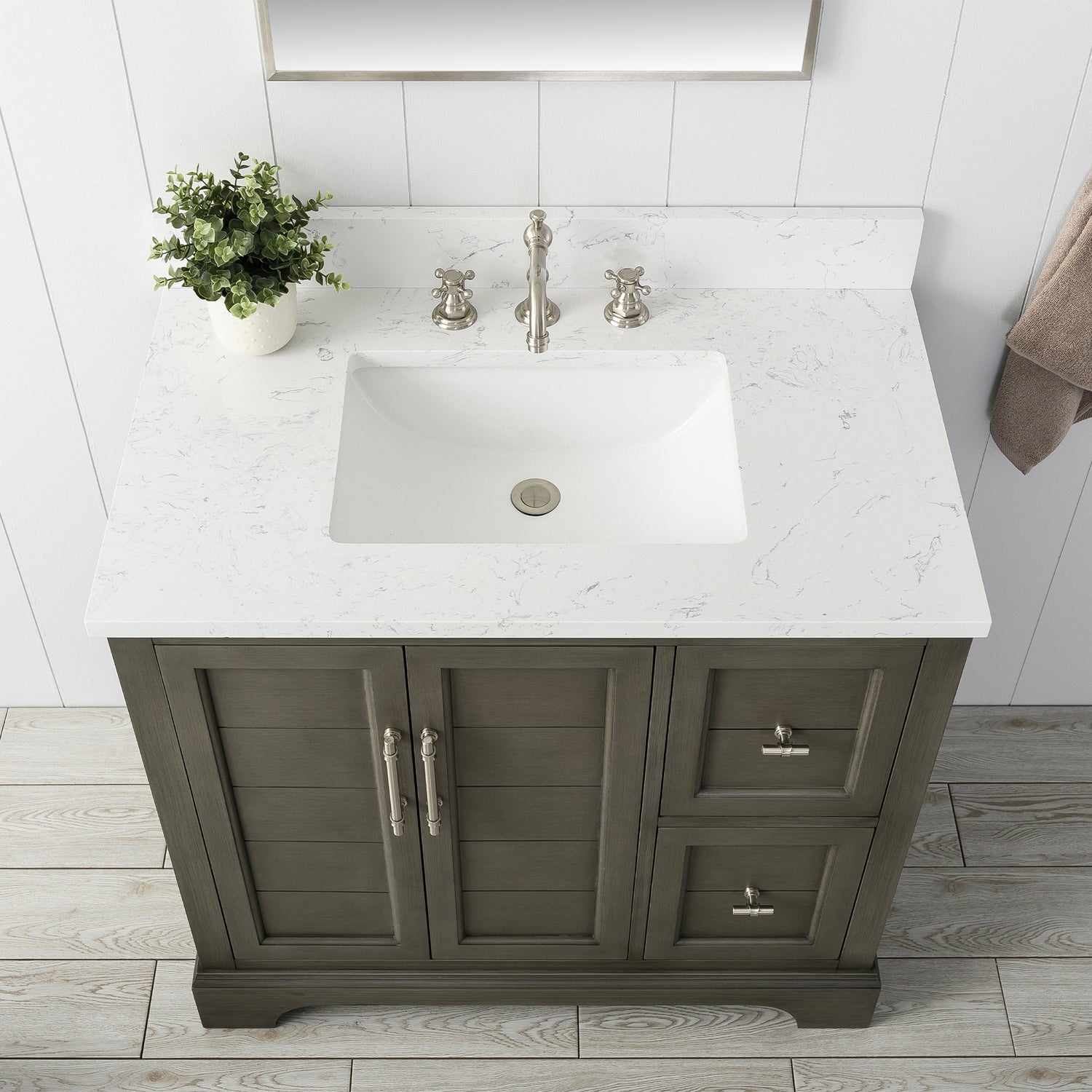 Vannes 36&quot; Single Sink Bathroom Vanity in Silver Grey / White / Vintage Green - HomeBeyond