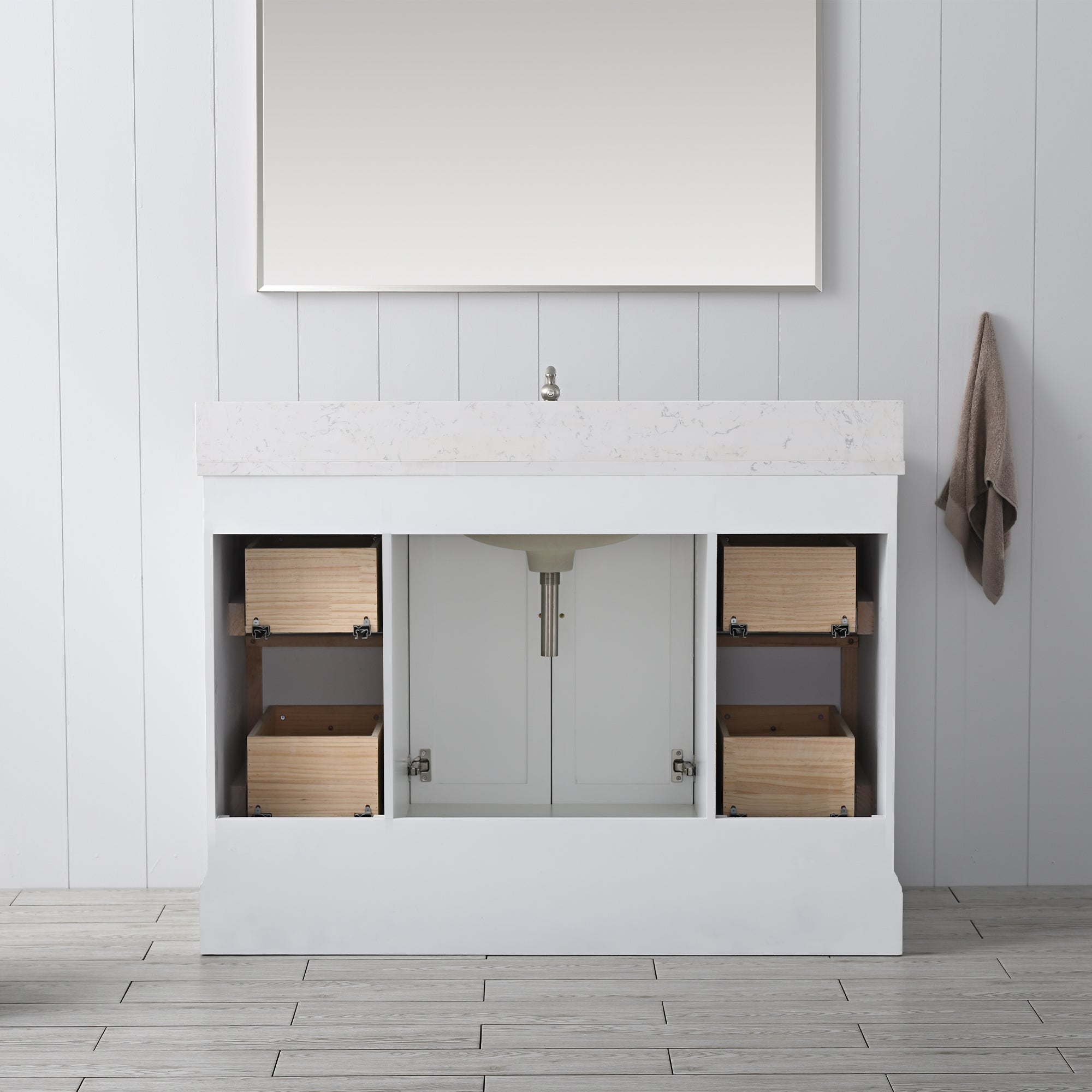 Vannes 48&quot; Single Sink Bathroom Vanity in Silver Grey / White / Vintage Green - HomeBeyond