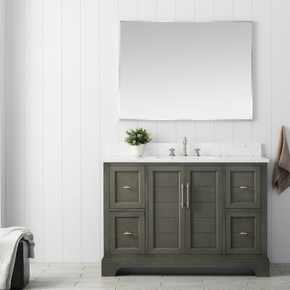 Vannes 48&quot; Single Sink Bathroom Vanity in Silver Grey / White / Vintage Green - HomeBeyond