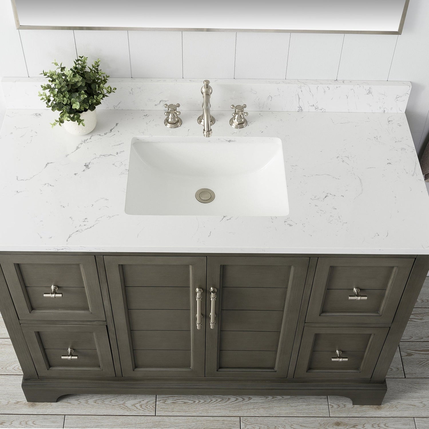 Vannes 48&quot; Single Sink Bathroom Vanity in Silver Grey / White / Vintage Green - HomeBeyond