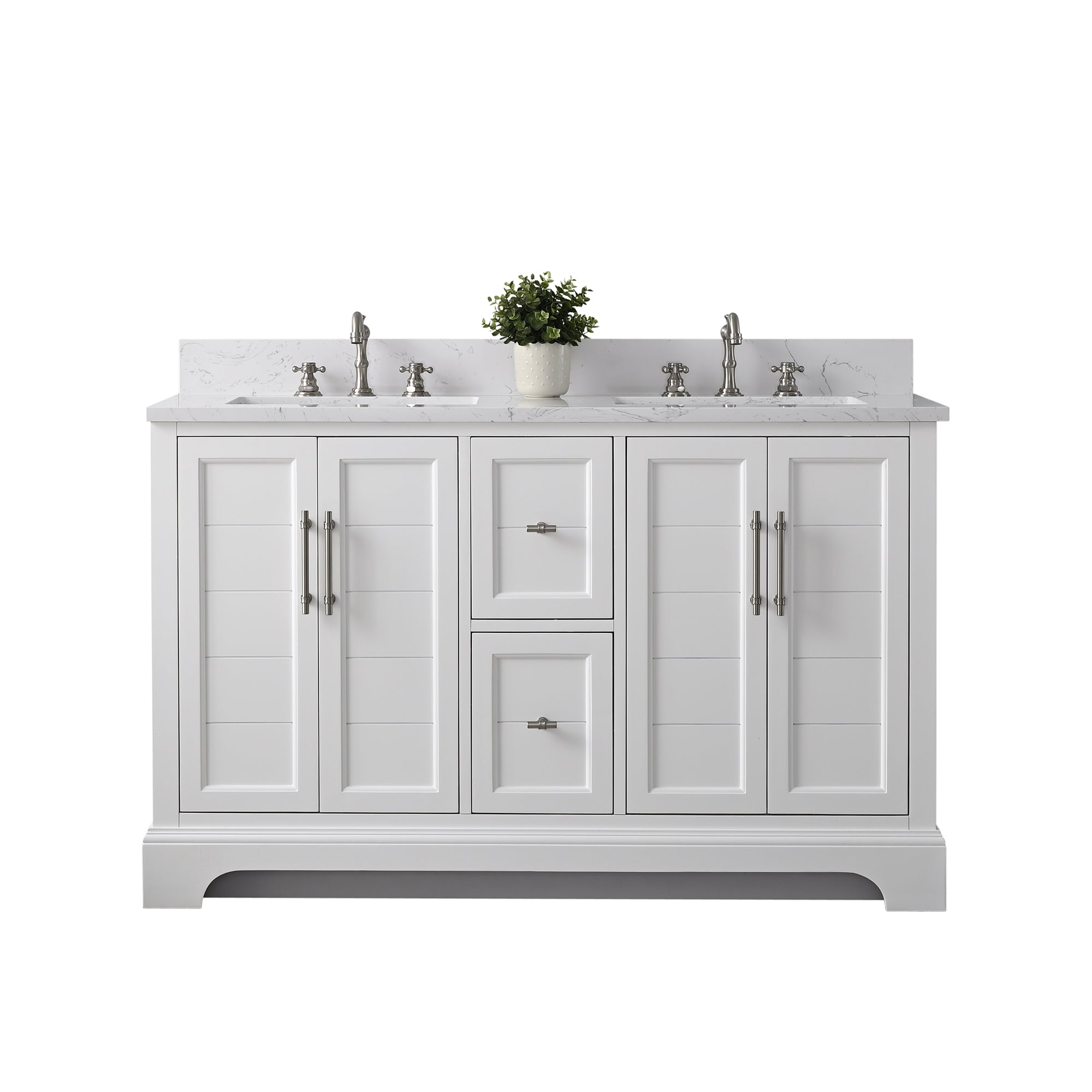 Vannes 54&quot; Double Sink Bathroom Vanity in Silver Grey / White / Vintage Green - HomeBeyond