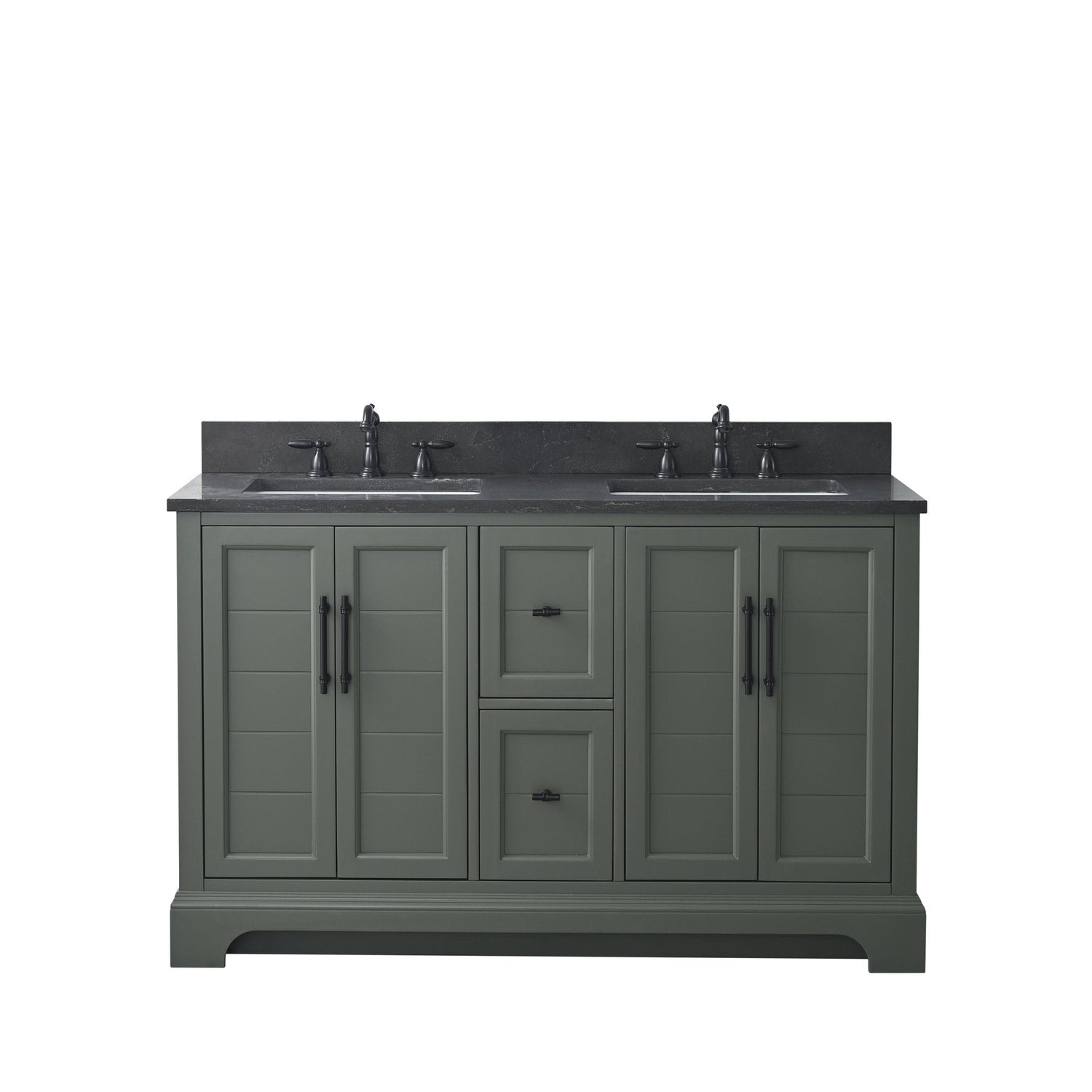 Vannes 54&quot; Double Sink Bathroom Vanity in Silver Grey / White / Vintage Green - HomeBeyond