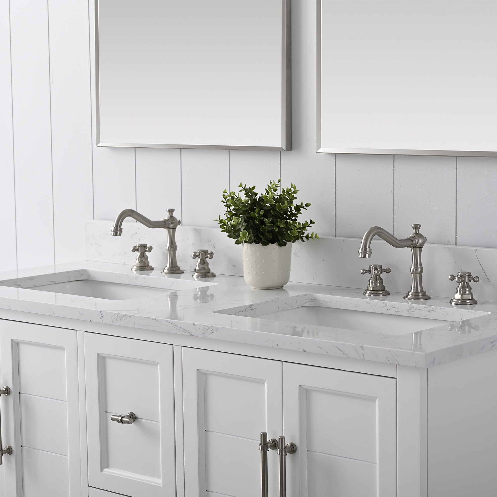 Vannes 54&quot; Double Sink Bathroom Vanity in Silver Grey / White / Vintage Green - HomeBeyond