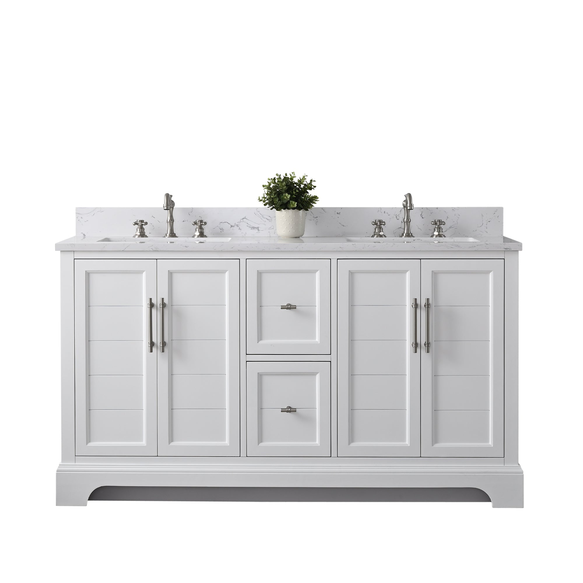 Vannes 60&quot; Double Sink Bathroom Vanity in Silver Grey / White / Vintage Green - HomeBeyond