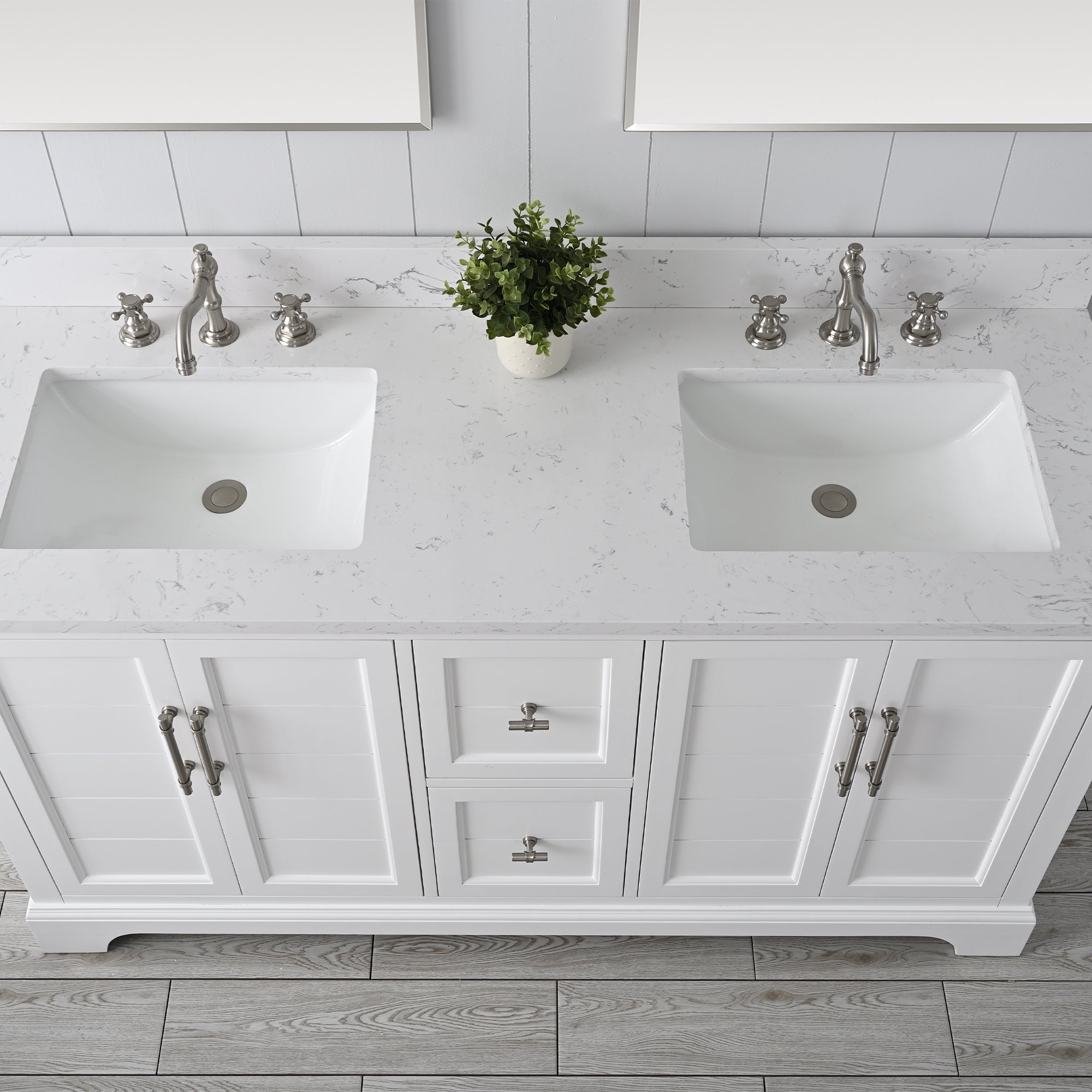 Vannes 60&quot; Double Sink Bathroom Vanity in Silver Grey / White / Vintage Green - HomeBeyond