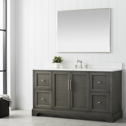 Vannes 60&quot; Single Sink Bathroom Vanity in Silver Grey/ White / Vintage Green - HomeBeyond