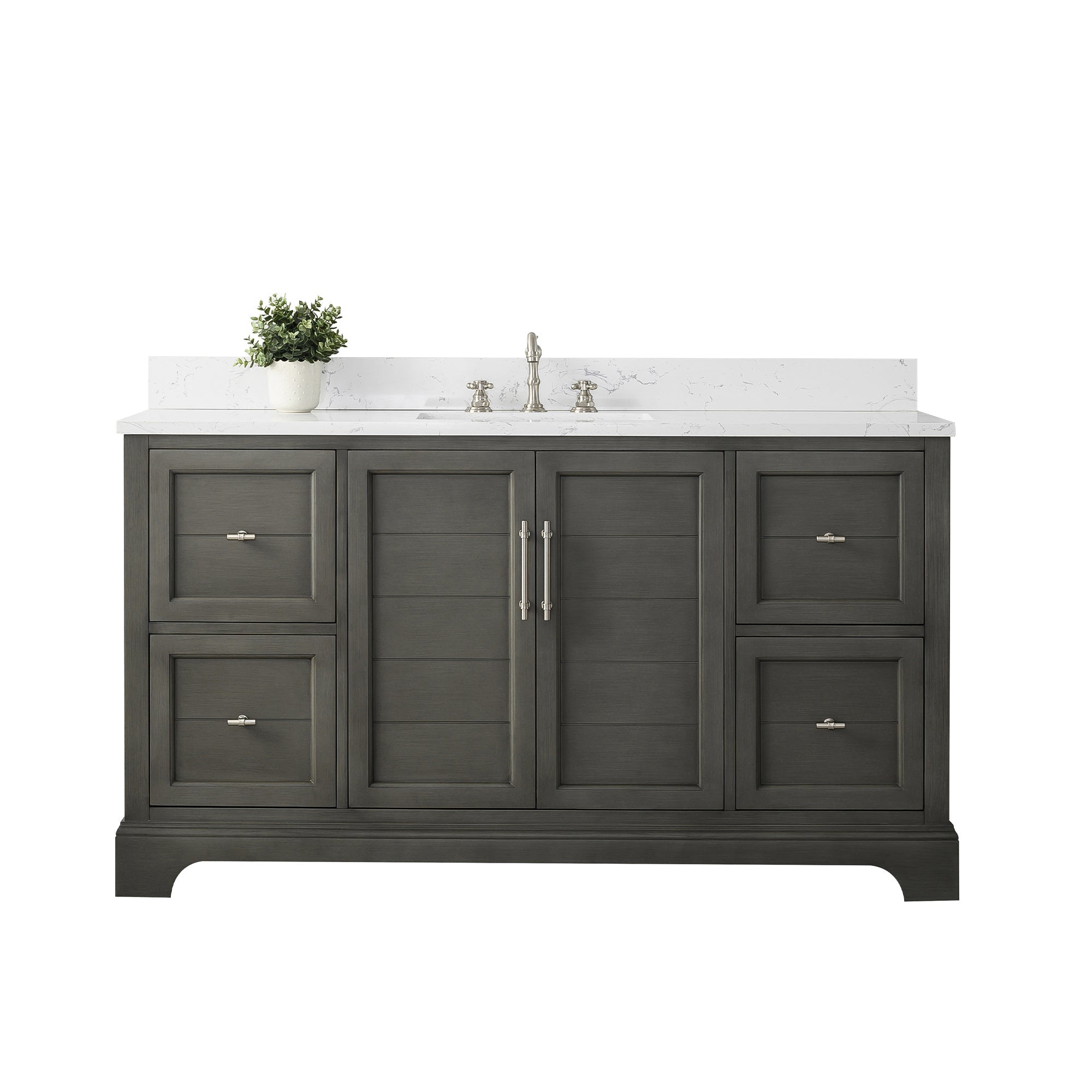 Vannes 60&quot; Single Sink Bathroom Vanity in Silver Grey/ White / Vintage Green - HomeBeyond