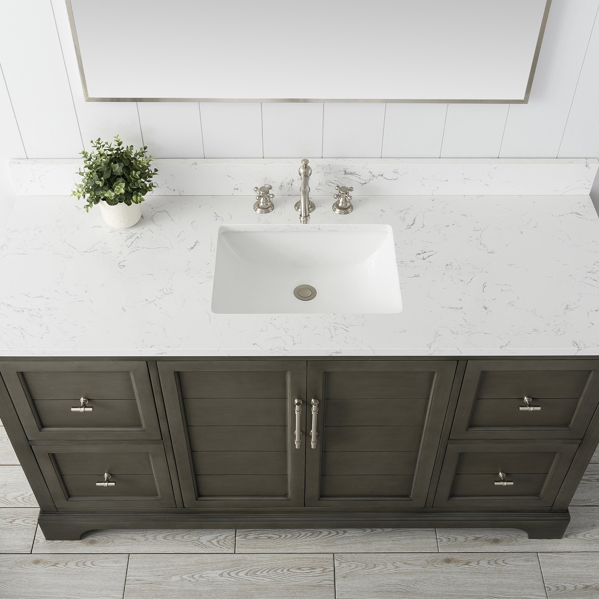 Vannes 60&quot; Single Sink Bathroom Vanity in Silver Grey/ White / Vintage Green - HomeBeyond