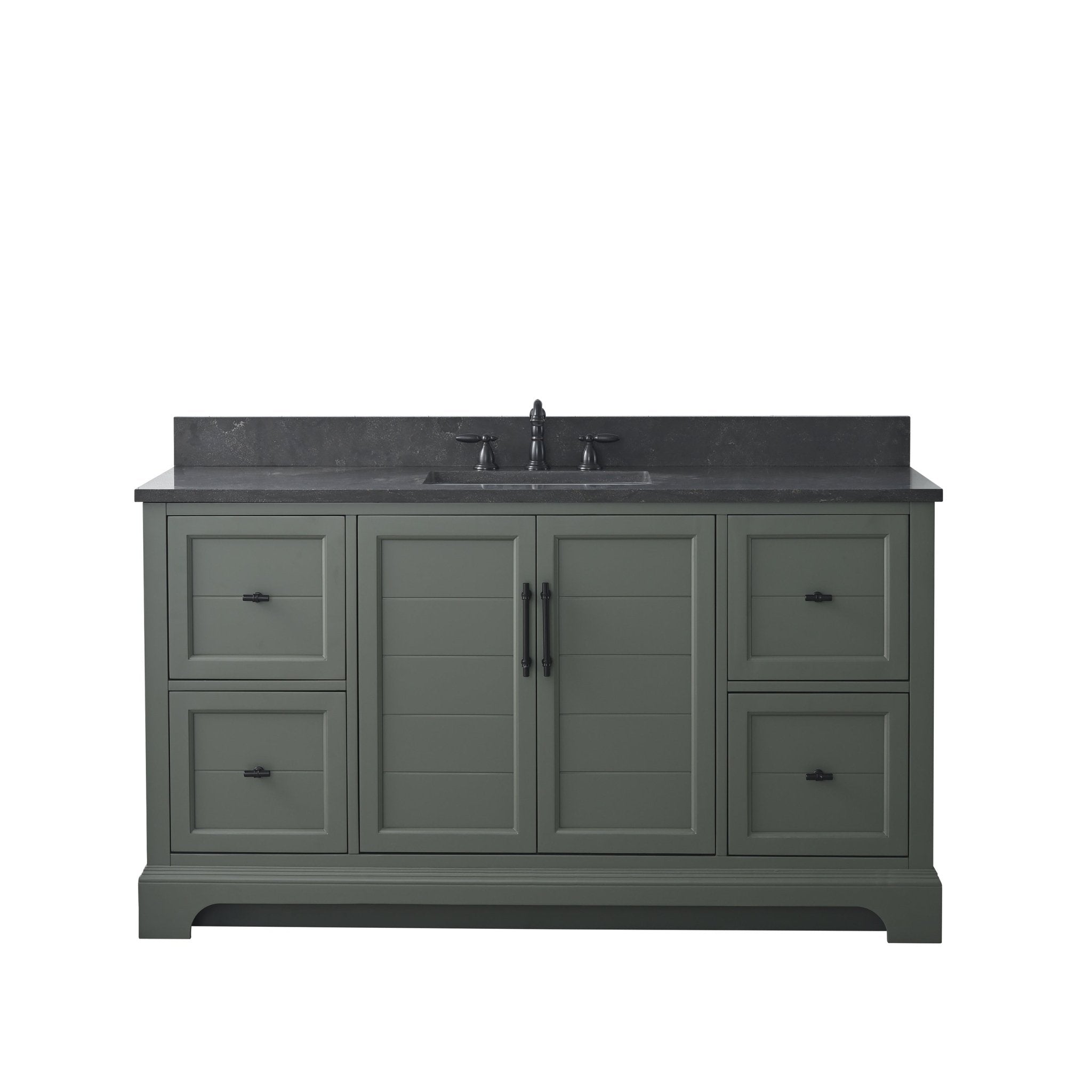 Vannes 60&quot; Single Sink Bathroom Vanity in Silver Grey/ White / Vintage Green - HomeBeyond