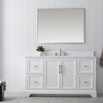 Vannes 60&quot; Single Sink Bathroom Vanity in Silver Grey/ White / Vintage Green - HomeBeyond