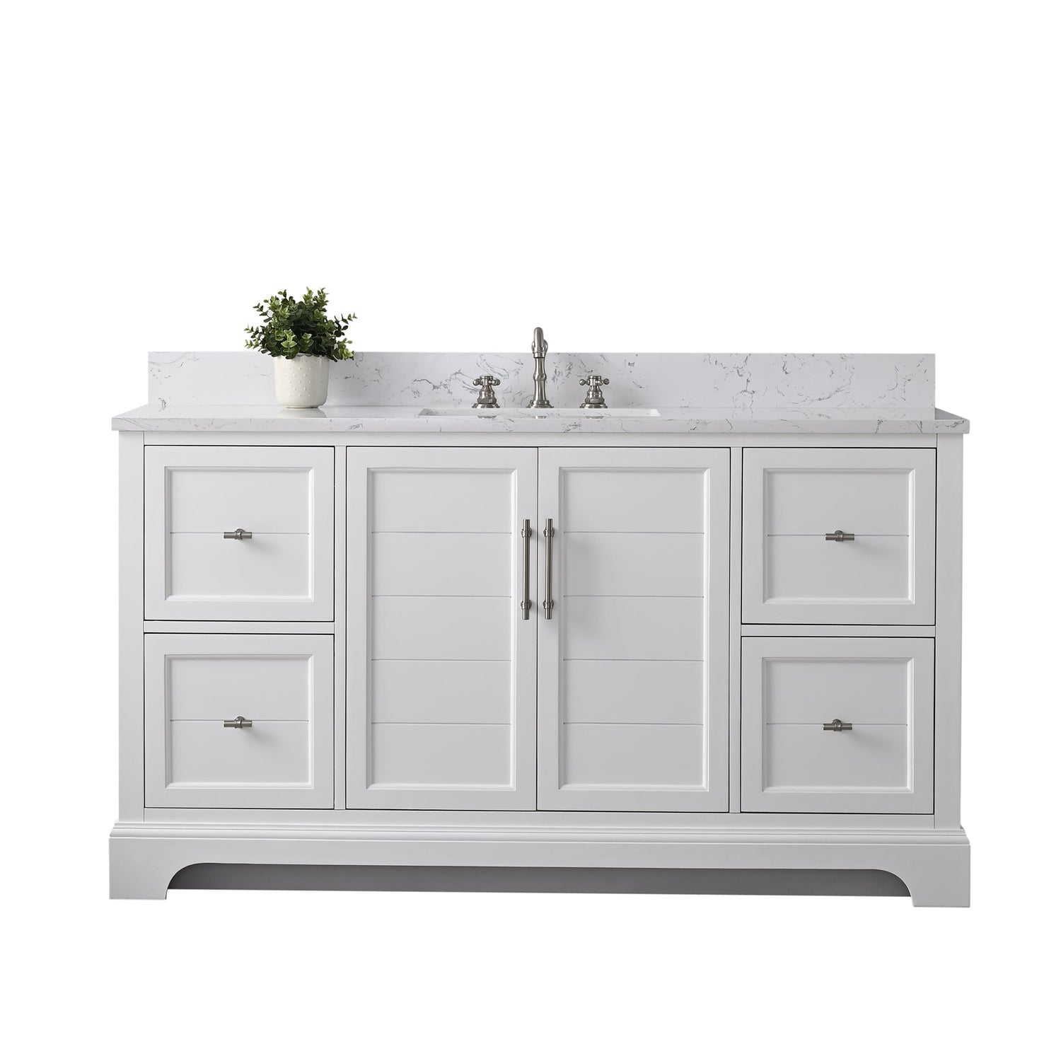 Vannes 60&quot; Single Sink Bathroom Vanity in Silver Grey/ White / Vintage Green - HomeBeyond