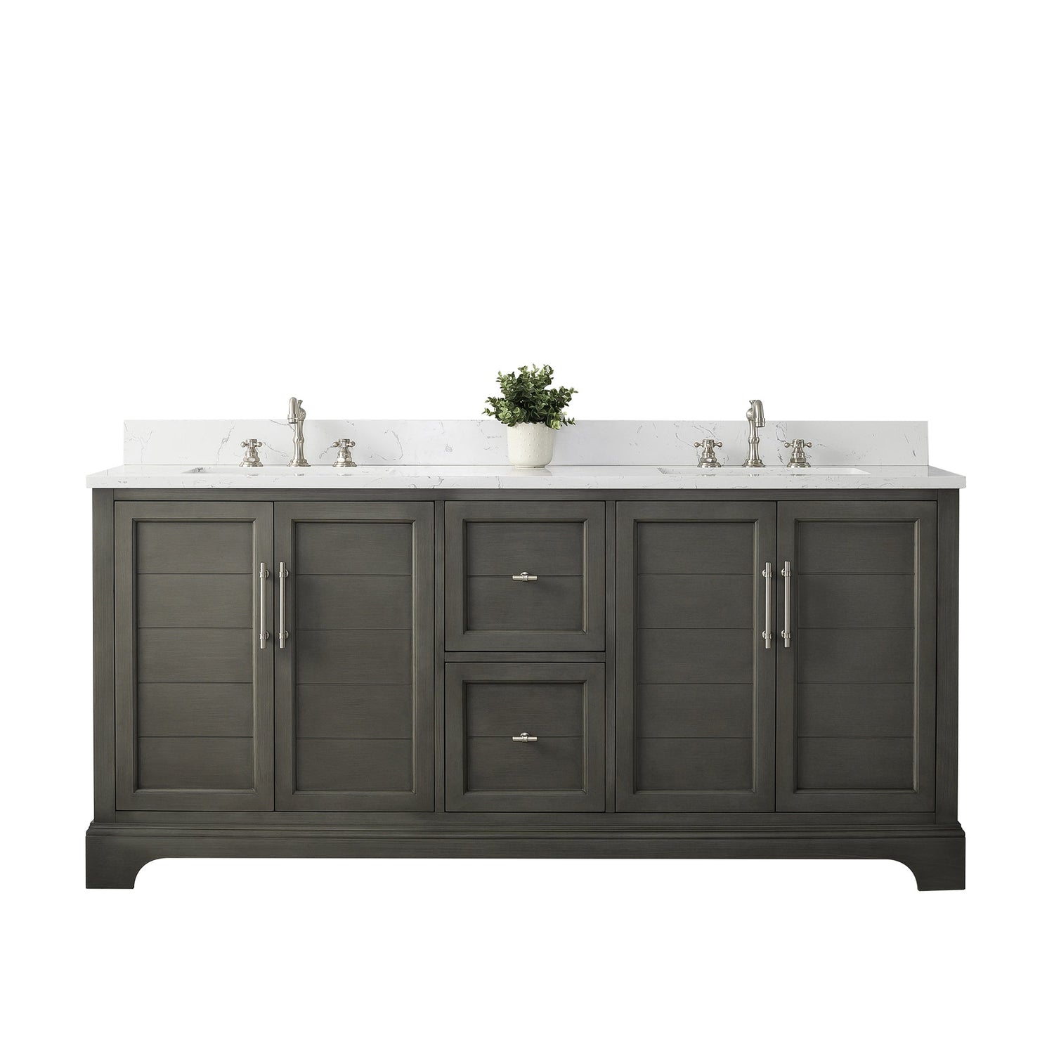 Vannes 72&quot; Double Sink Bathroom Vanity in Silver Grey / White / Vintage Green - HomeBeyond