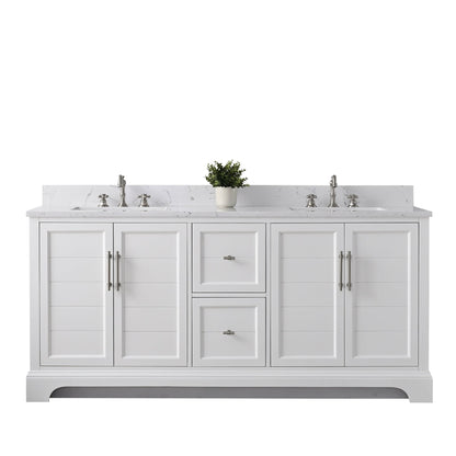 Vannes 72&quot; Double Sink Bathroom Vanity in Silver Grey / White / Vintage Green - HomeBeyond