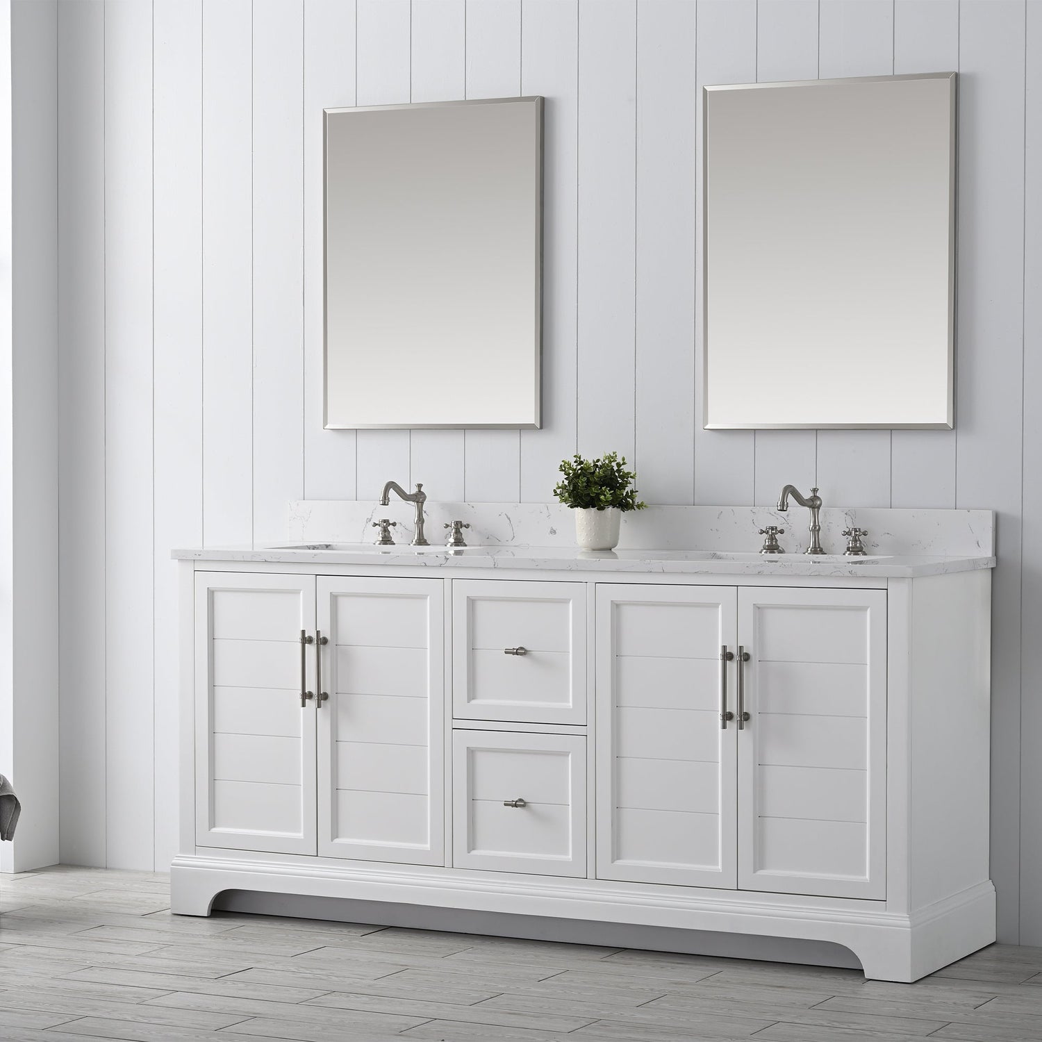 Vannes 72&quot; Double Sink Bathroom Vanity in Silver Grey / White / Vintage Green - HomeBeyond