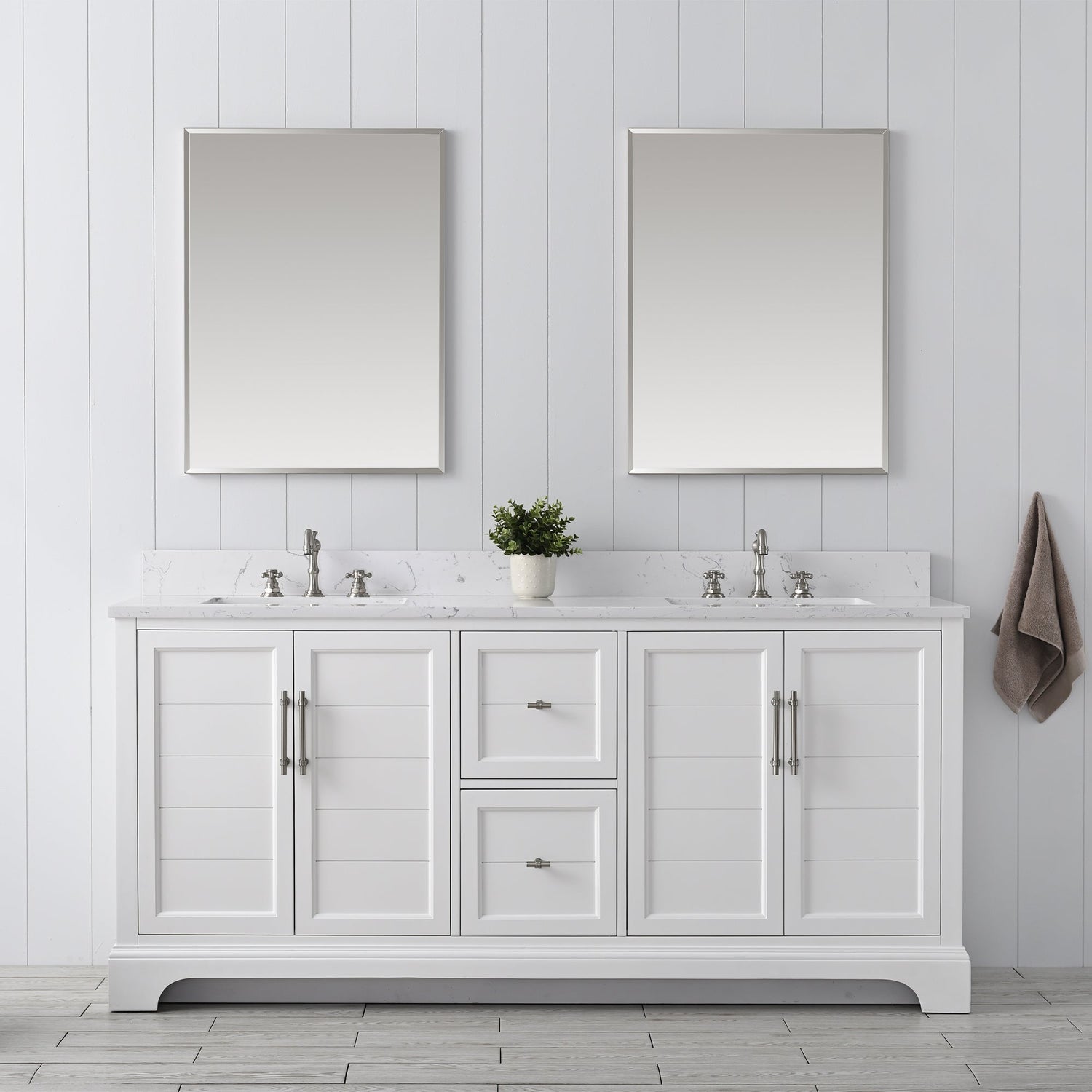 Vannes 72&quot; Double Sink Bathroom Vanity in Silver Grey / White / Vintage Green - HomeBeyond