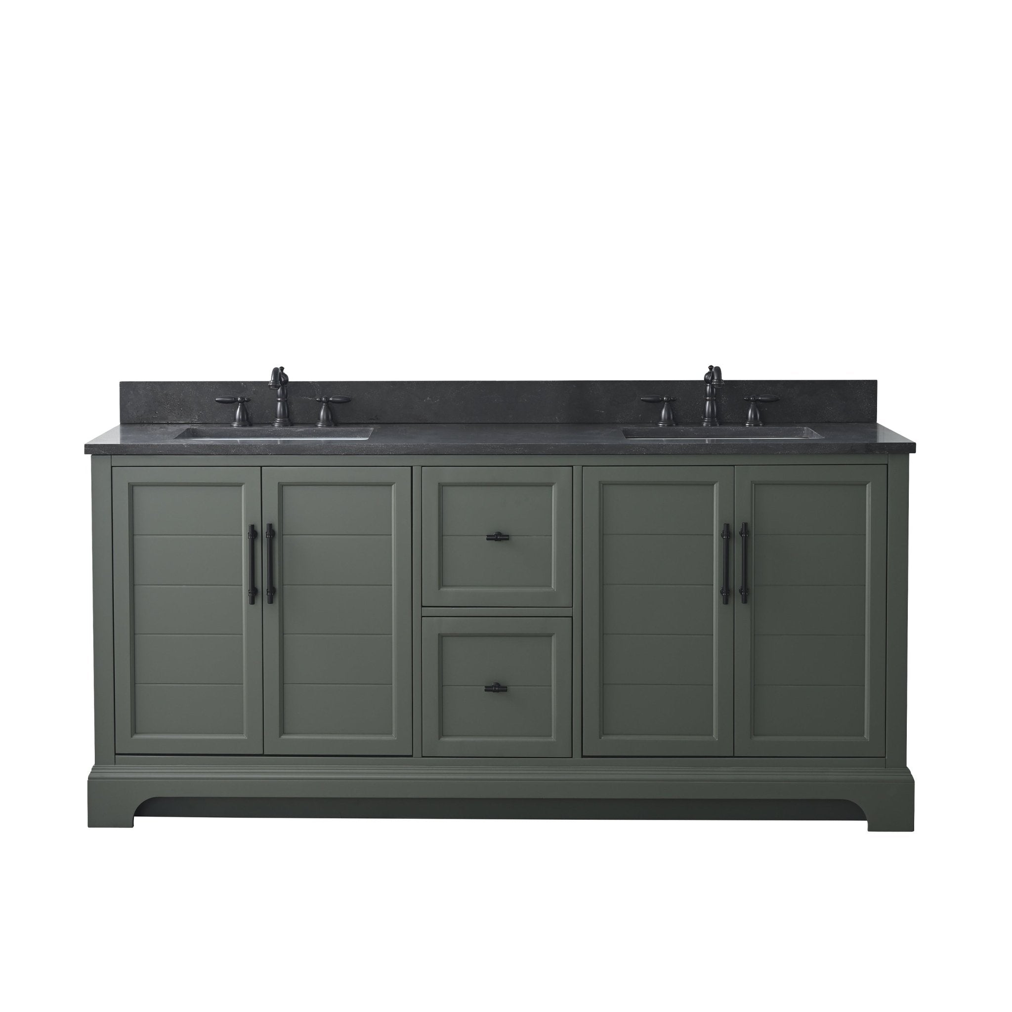 Vannes 72&quot; Double Sink Bathroom Vanity in Silver Grey / White / Vintage Green - HomeBeyond